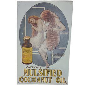 Watkins Mulsified Cocoanut Oil Metal Sign Vintage